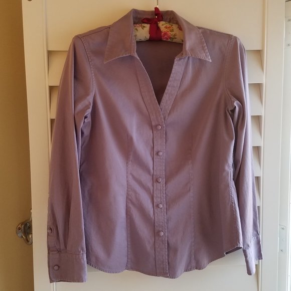 Talbots Tops - Talbots Petites 6P Shirt Purple Stretch Cotton